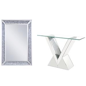 home square 2-piece set with glass console table and contemporary wall decor