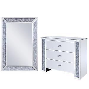 home square 2-piece set with faux diamonds console table & wall decor