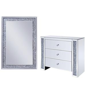 home square 2-piece set with mirrored console table & mirrored wall decor