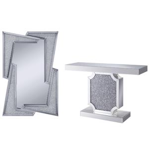 home square 2-piece set with console table in mirrored & mirrored wall decor
