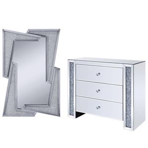 home square 2-piece set with console table and faux diamonds wall decor