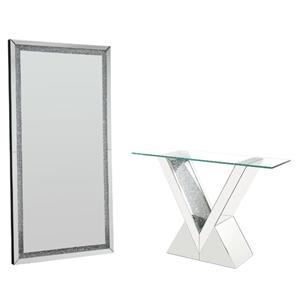home square 2-piece set with glass console table and accent mirror