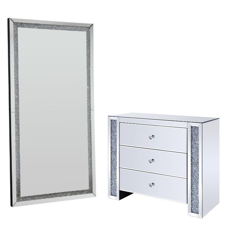 Home Square 2-Piece Set with Mirrored Console Table & Accent Mirror