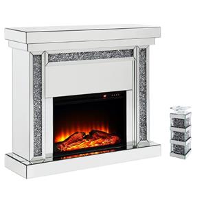 home square 2-piece set with mirrored fireplace & accent candleholder