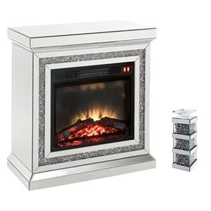 home square 2-piece set with fireplace & mirrored candleholder