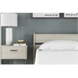 Home Square Twin Size Platform Bed with Low Profile Open Slat Headboard in Beige