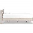 Home Square Twin Size Platform Bed with Low Profile Open Slat Headboard in Beige