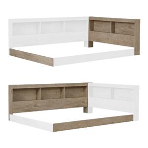 home square 2-piece set with 2 headboard storage bookcases in natural finish