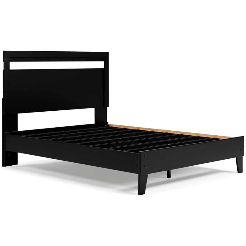 Home Square 2-Piece Queen Size Platform Bed with Low Profile Headboard in Black