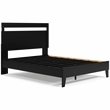 Home Square 2-Piece Queen Size Platform Bed with Low Profile Headboard in Black