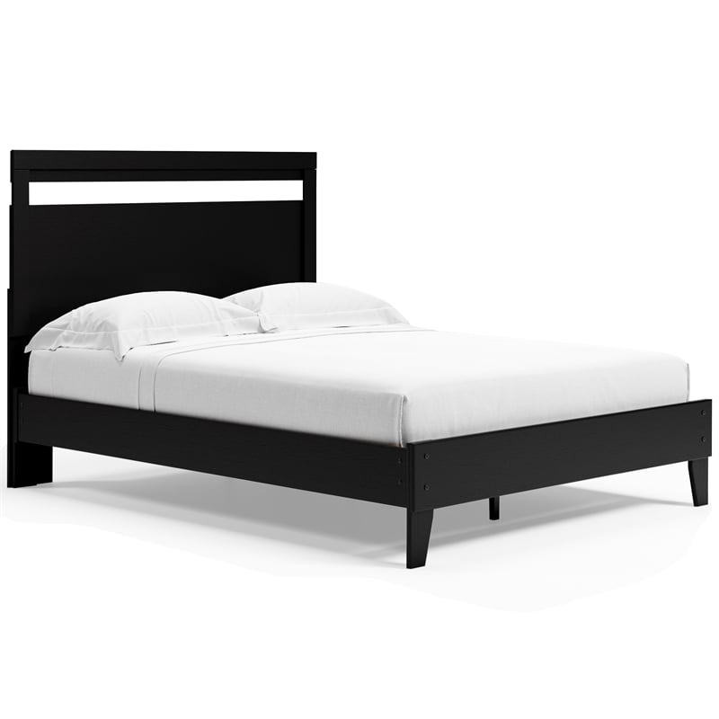 Home Square 2-Piece Queen Size Platform Bed with Low Profile Headboard in Black