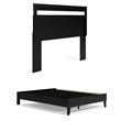 Home Square 2-Piece Queen Size Platform Bed with Low Profile Headboard in Black