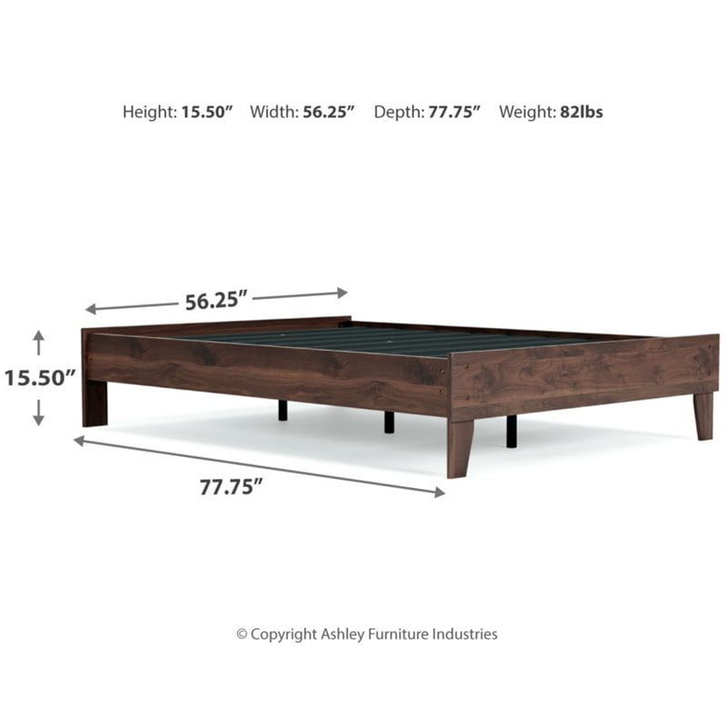 Home Square Full Size Platform Bed with Low Profile Headboard in Mocha Brown