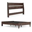 Home Square Full Size Platform Bed with Low Profile Headboard in Mocha Brown