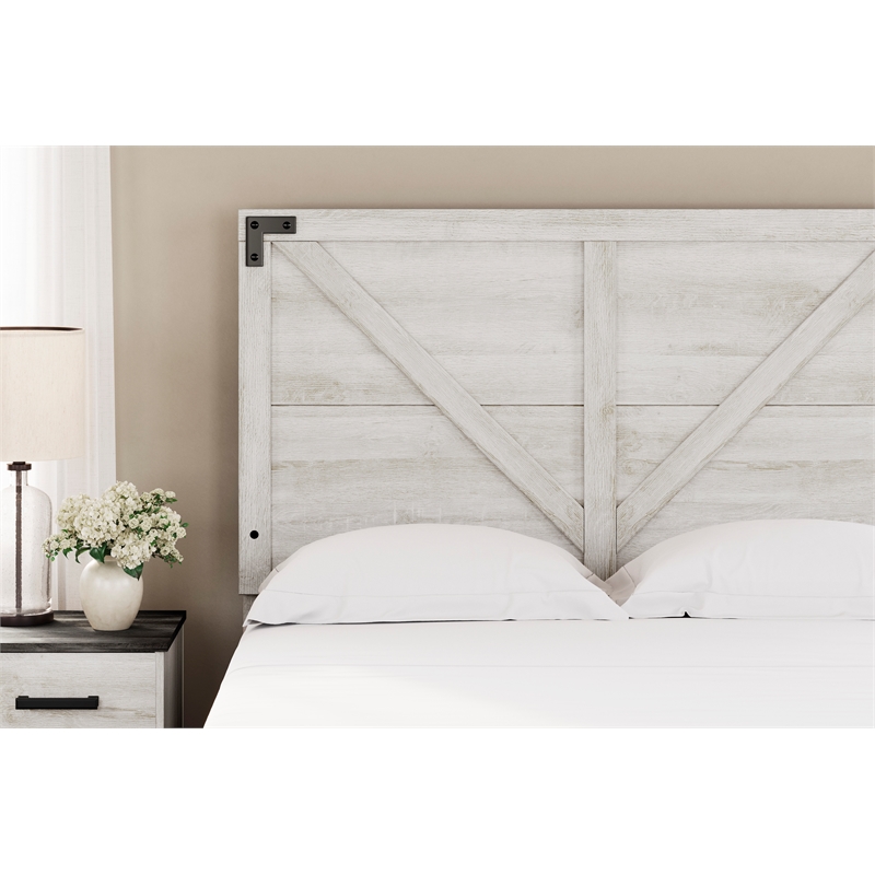 Home Square 2-Piece Set of Full size Panel Headboard & Platform Bed in White