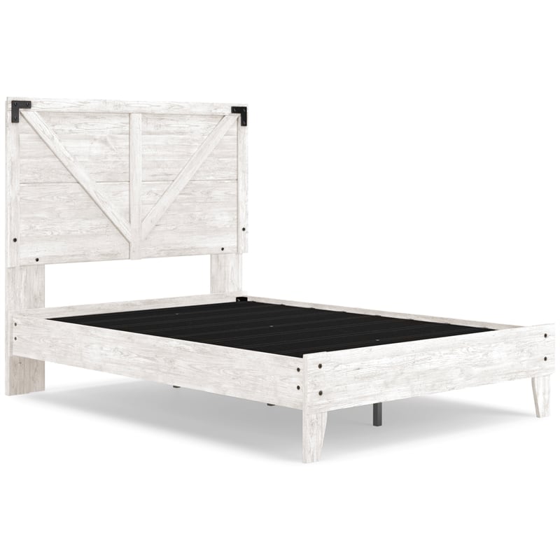 Home Square 2-Piece Set of Full size Panel Headboard & Platform Bed in White
