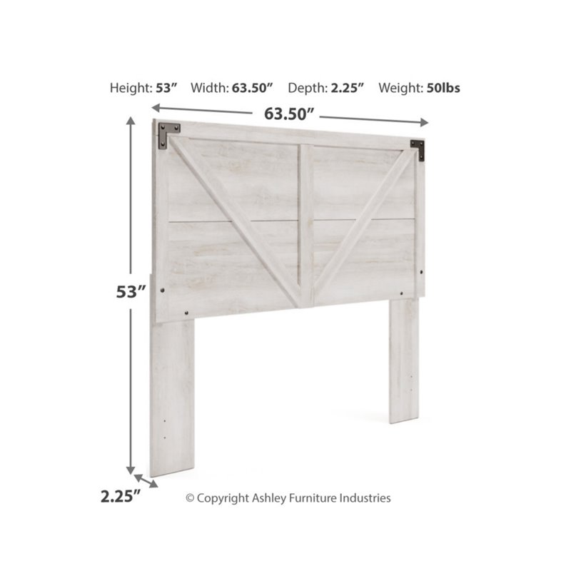 Home Square Queen Size Platform Bed with Low Profile Headboard in Whitewash