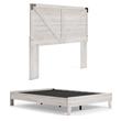 Home Square Queen Size Platform Bed with Low Profile Headboard in Whitewash