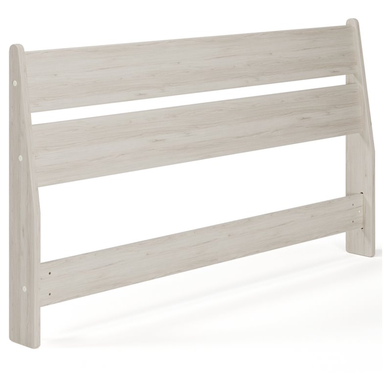Home Square Queen Size Platform Bed with Low Profile Open Slat Headboard - Beige