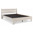 Home Square Queen Size Platform Bed with Low Profile Open Slat Headboard - Beige