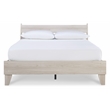 Home Square Queen Size Platform Bed with Low Profile Open Slat Headboard - Beige