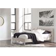 Home Square Queen Size Platform Bed with Low Profile Open Slat Headboard - Beige