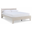 Home Square Queen Size Platform Bed with Low Profile Open Slat Headboard - Beige