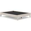 Home Square Queen Size Platform Bed with Low Profile Open Slat Headboard - Beige