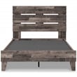 Home Square Full Platform Bed with Low Profile Panel Headboard - Rustic Gray
