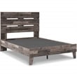 Home Square Full Platform Bed with Low Profile Panel Headboard - Rustic Gray