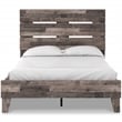 Home Square Full Platform Bed with Low Profile Panel Headboard - Rustic Gray