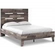 Home Square Full Platform Bed with Low Profile Panel Headboard - Rustic Gray
