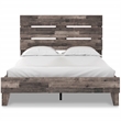 Home Square Queen Platform Bed with Low Profile Panel Headboard - Rustic Gray