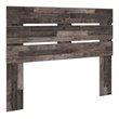 Home Square Queen Platform Bed with Low Profile Panel Headboard - Rustic Gray