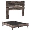 Home Square Queen Platform Bed with Low Profile Panel Headboard - Rustic Gray
