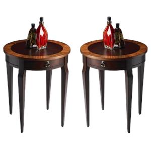 home square specialty traditional round side table in cherry nouveau - set of 2