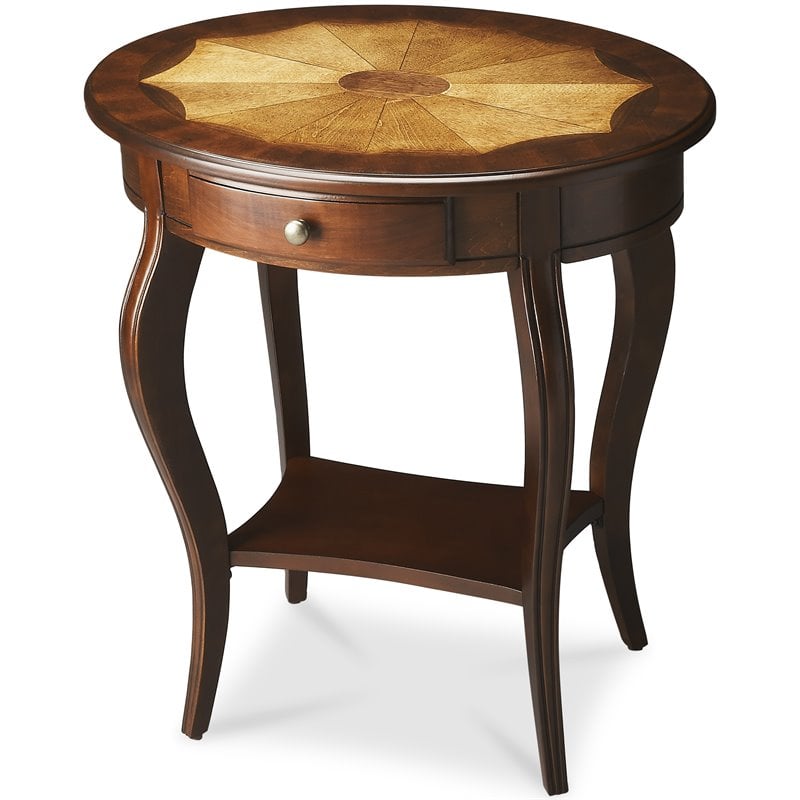 Home Square Specialty Oval Accent Table in Cherry Finish - Set of 2