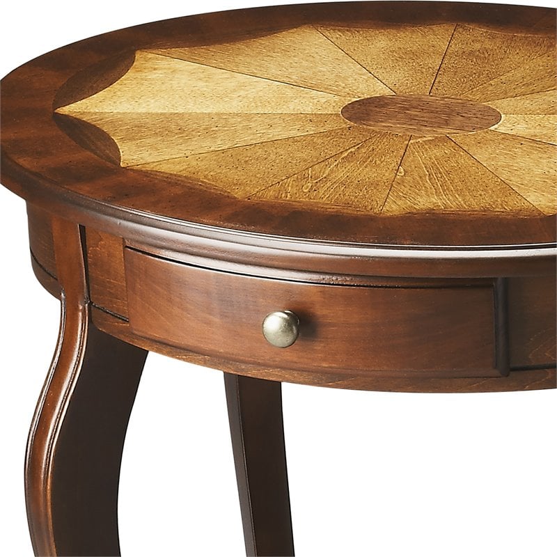 Home Square Specialty Oval Accent Table in Cherry Finish - Set of 2