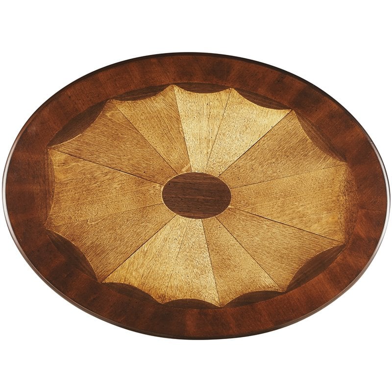 Home Square Specialty Oval Accent Table in Cherry Finish - Set of 2