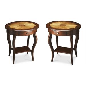 Home Square Specialty Oval Accent Table in Cherry Finish - Set of 2