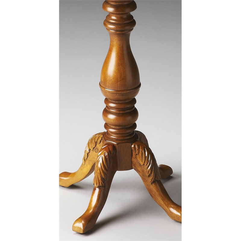 Home Square Specialty Scalloped Edge Accent Table in Olive Ash Burl - Set of 2