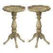 Home Square Scalloped Edge Accent Table in Antique Beige - Set of 2