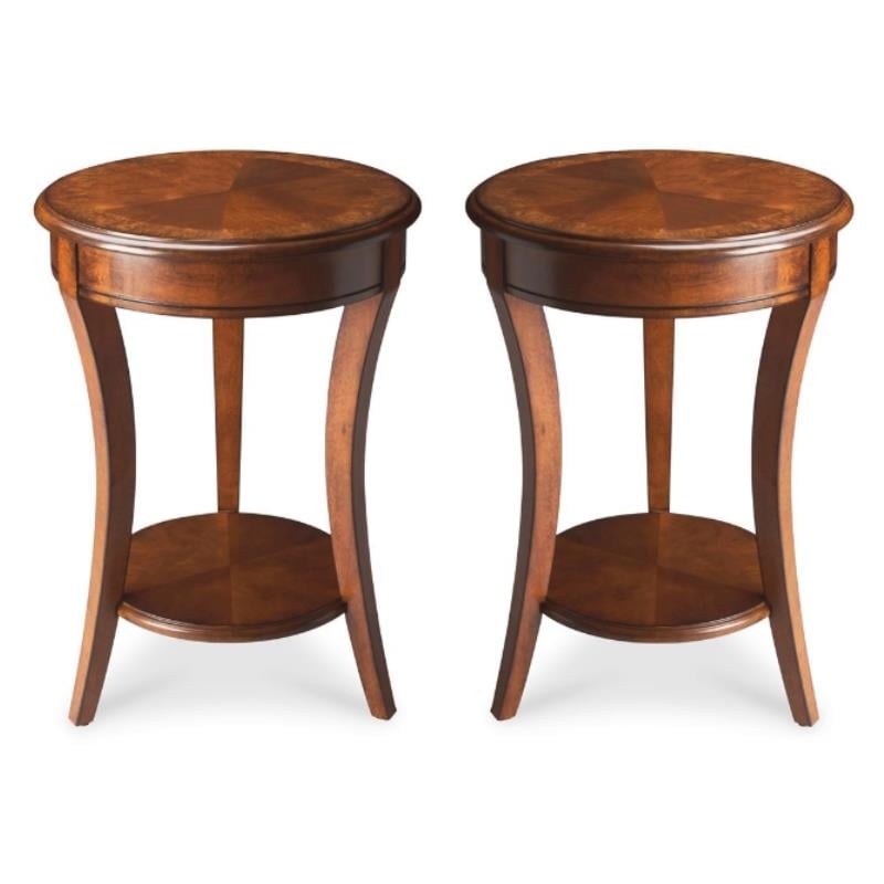 Home Square Specialty Holden Accent Table in Olive Ash Burl - Set of 2