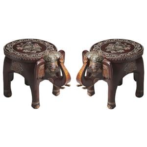 Home Square Specialty Elephant Accent Table in Assorted - Set of 2