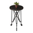 Home Square Specialty Round Iron Accent Table in Black - Set of 2