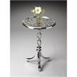 Home Square Modern Glass Top Accent Table in Silver - Set of 2