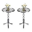 Home Square Modern Glass Top Accent Table in Silver - Set of 2