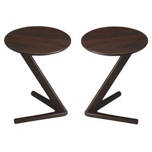 Home Square Modern Accent Table in Dark Walnut Finish - Set of 2