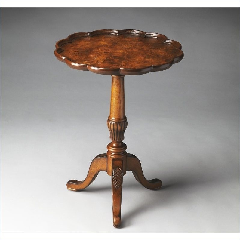 Home Square Round Pedestal Table in Olive Ash Burl - Set of 2