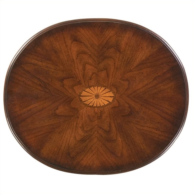 Home Square Oval Accent Table in Plantation Cherry - Set of 2